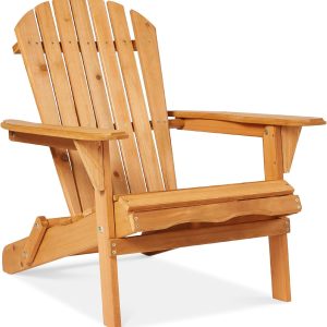 Folding Chair Outdoor Wooden Accent Furniture Fire Pit Lounge Chairs for Yard, Garden, Patio w/ 350lb Weight Capacity